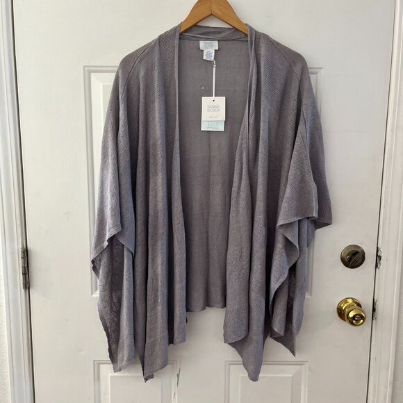 Sigrid Olsen Woman's Gray 100% Linen Open-Front Wear Two Ways Wrap One-Size - Picture 2 of 10